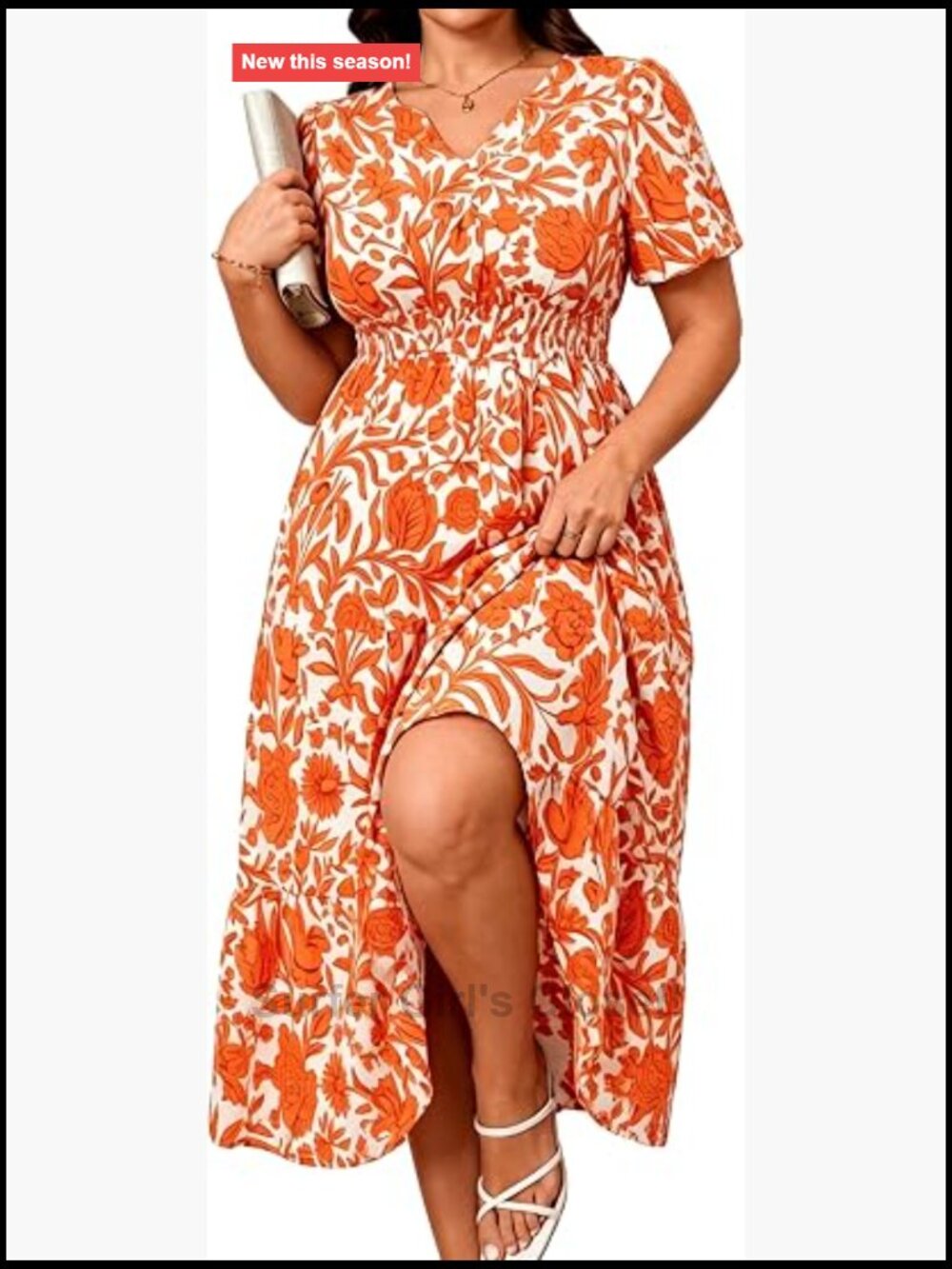 Plus Size Boho Maxi Dress Short Sleeve V-Neck Smocked Tiered